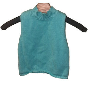 BLUE HIGH NECK KITTENISH TANK TOP